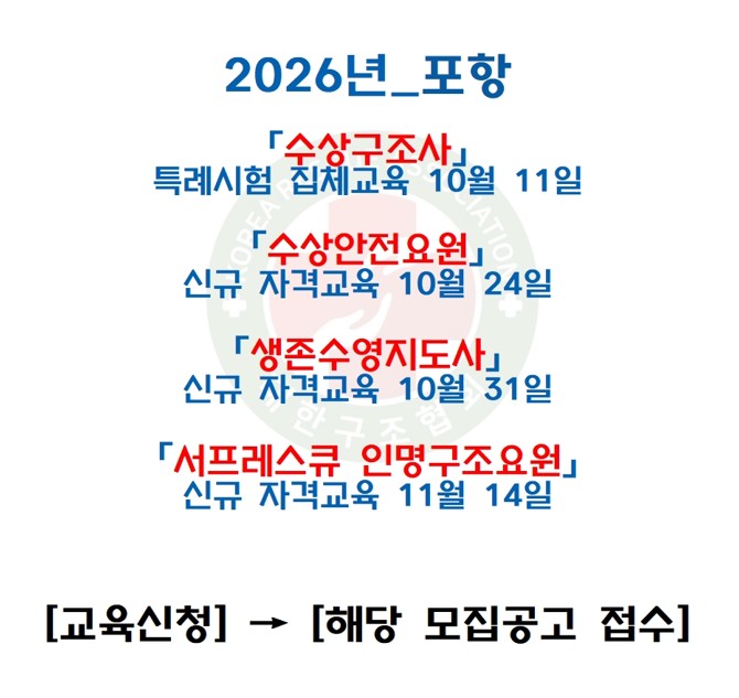 [포항] 2026년 11월 서프레스큐 인명구조요원 [신규]자격교육